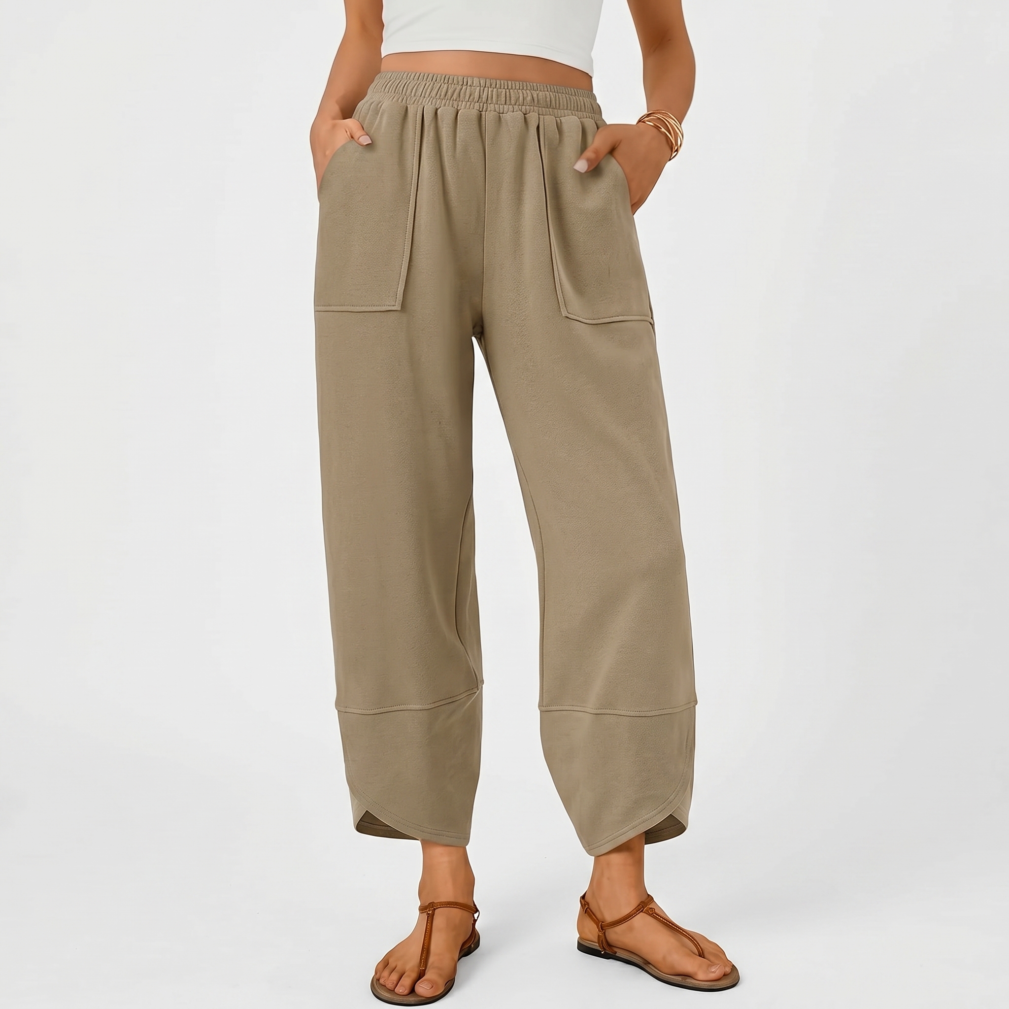 Casual Summer Wide Pants With Pockets For Women