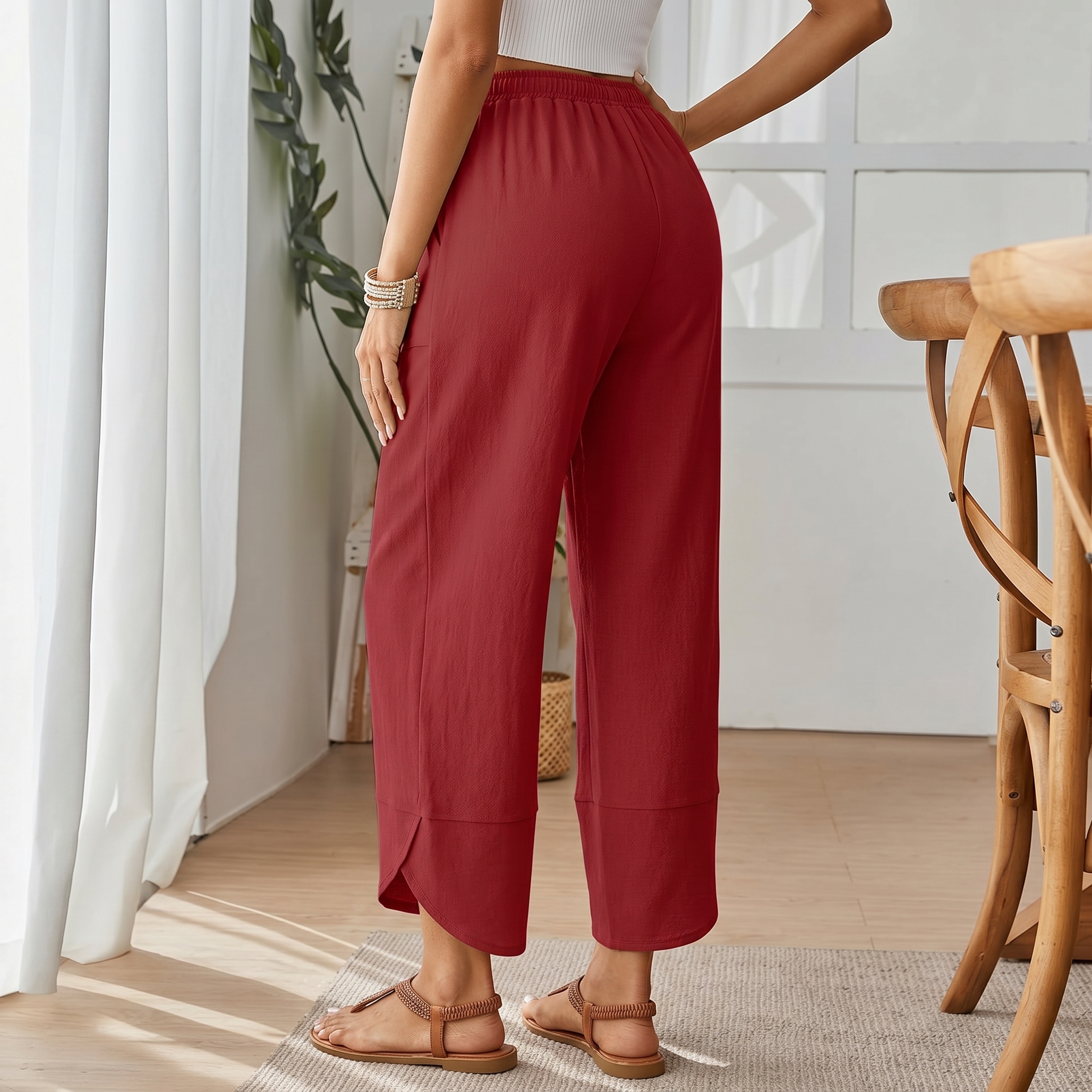 Casual Summer Wide Pants With Pockets For Women