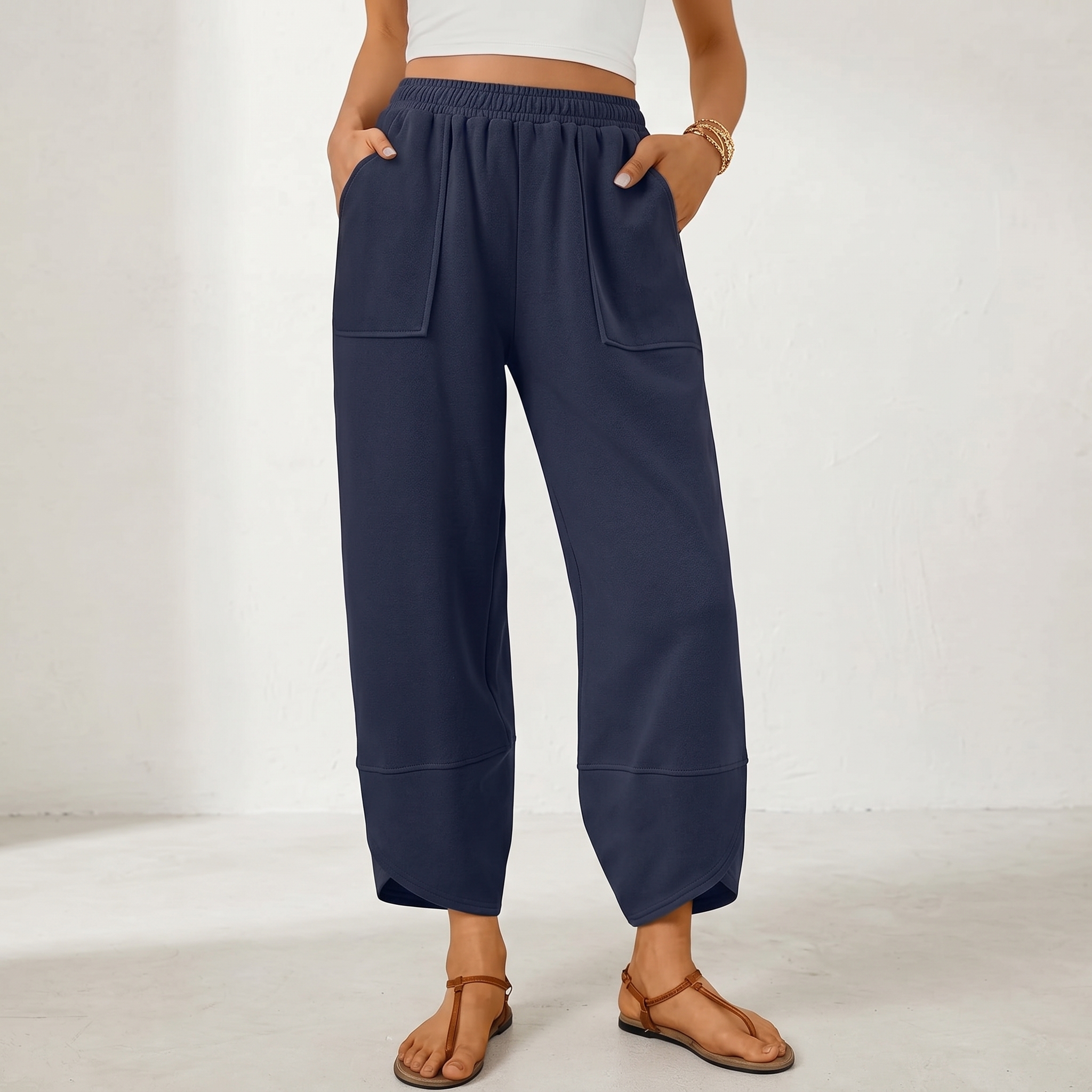 Casual Summer Wide Pants With Pockets For Women