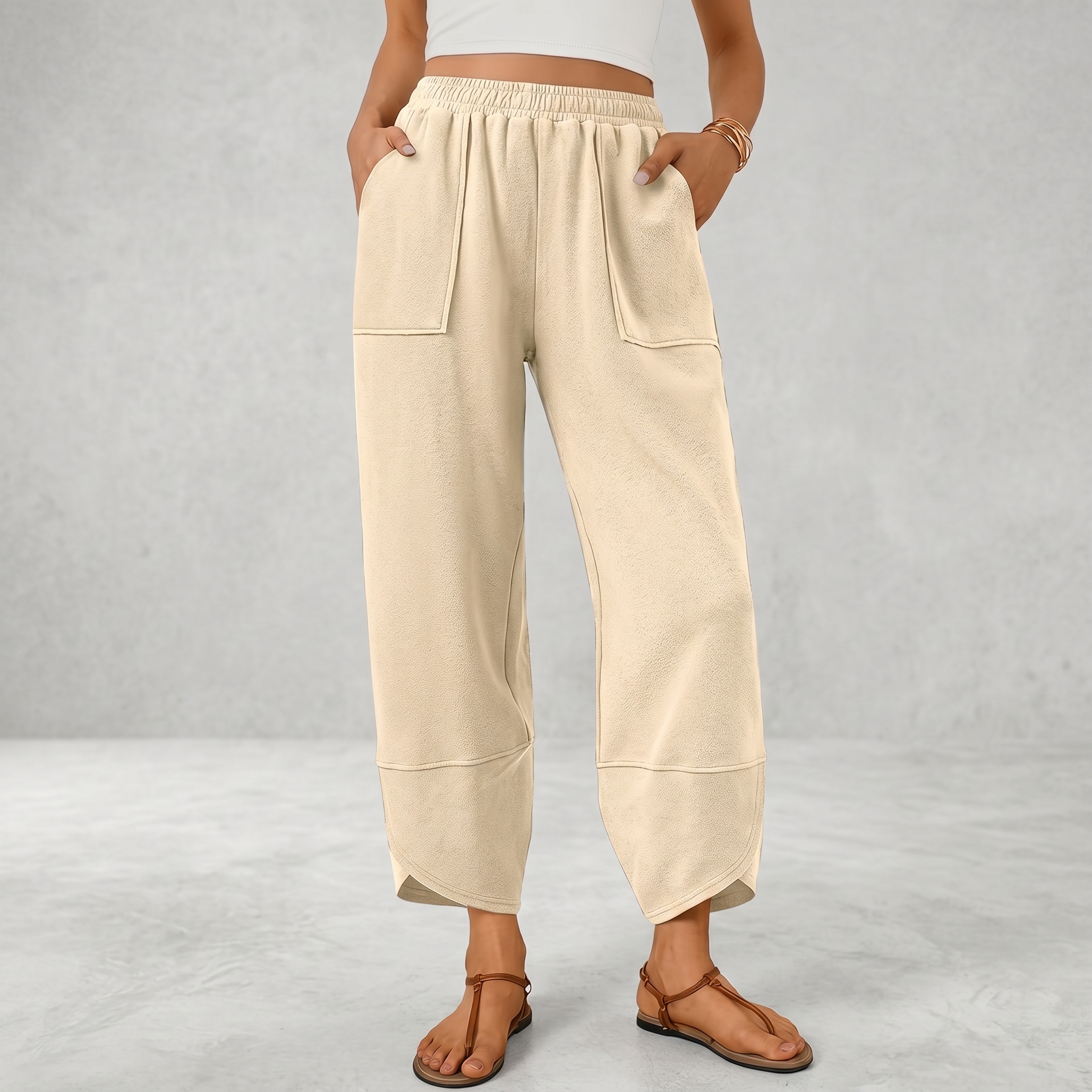 Casual Summer Wide Pants With Pockets For Women