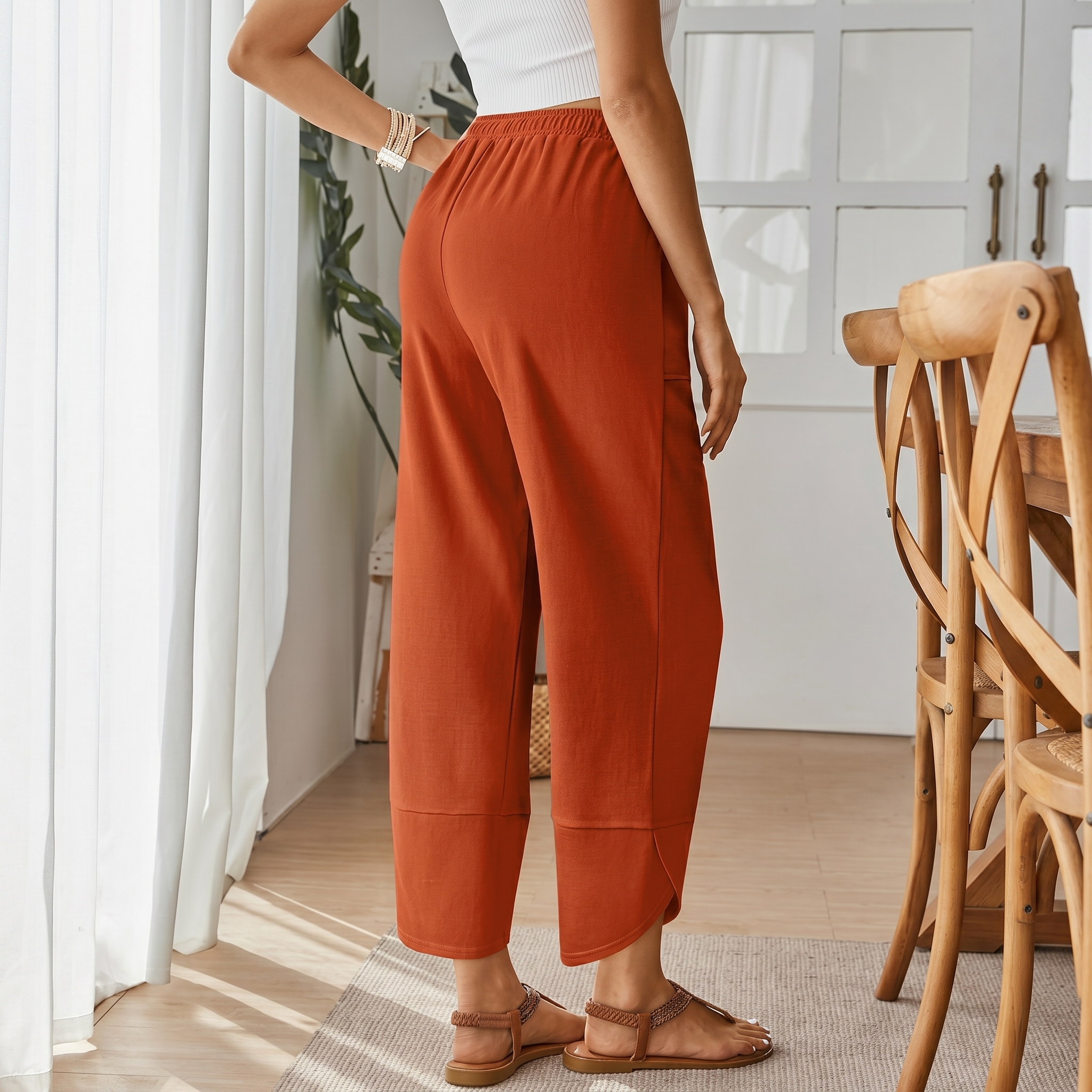 Casual Summer Wide Pants With Pockets For Women