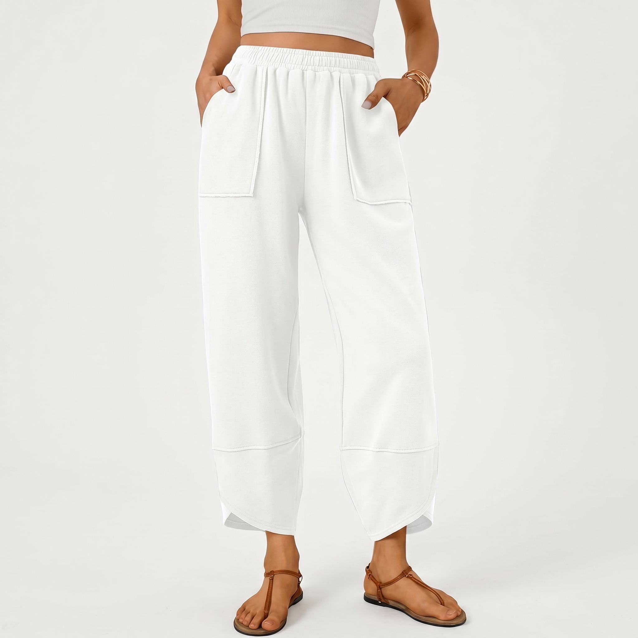 Casual Summer Wide Pants With Pockets For Women