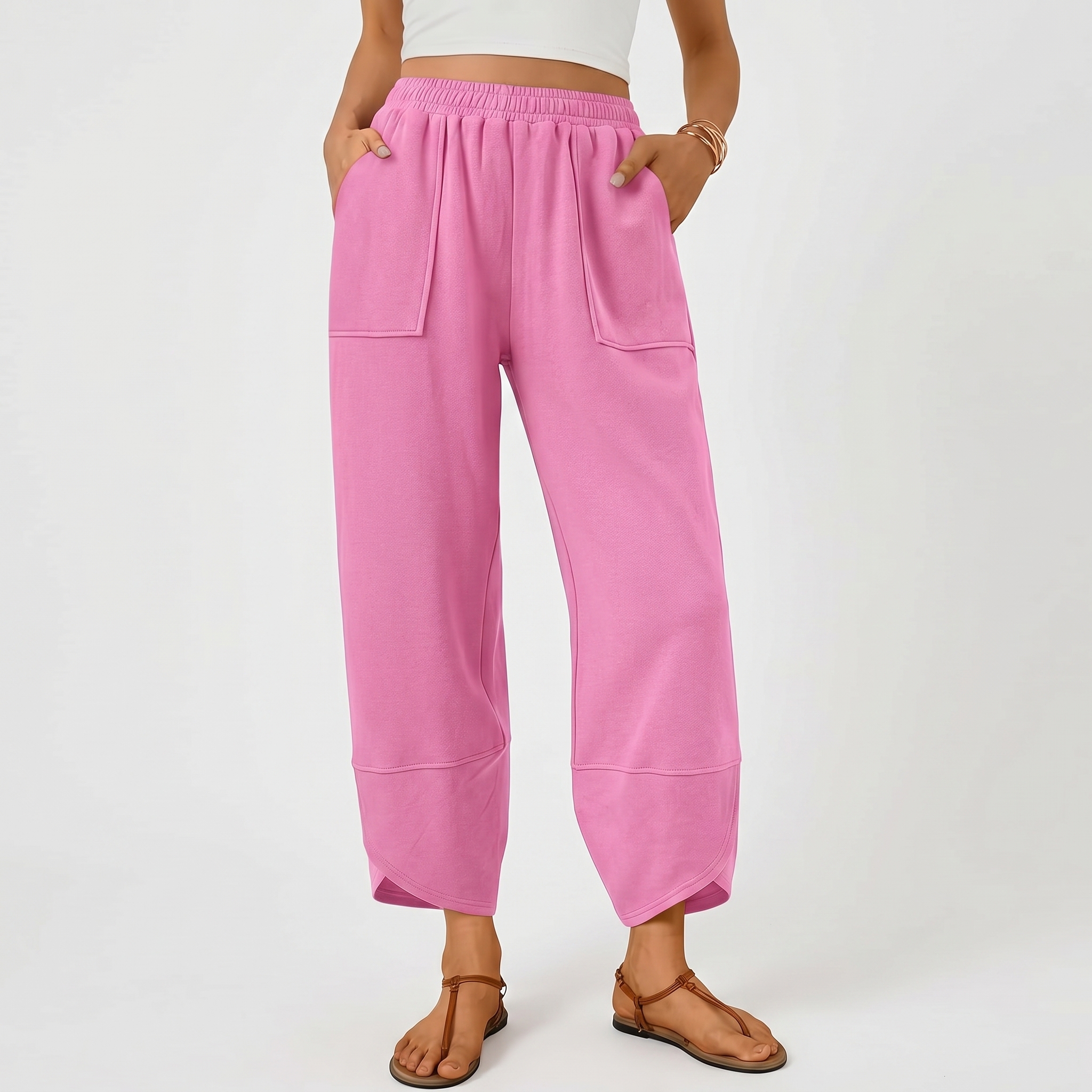 Casual Summer Wide Pants With Pockets For Women