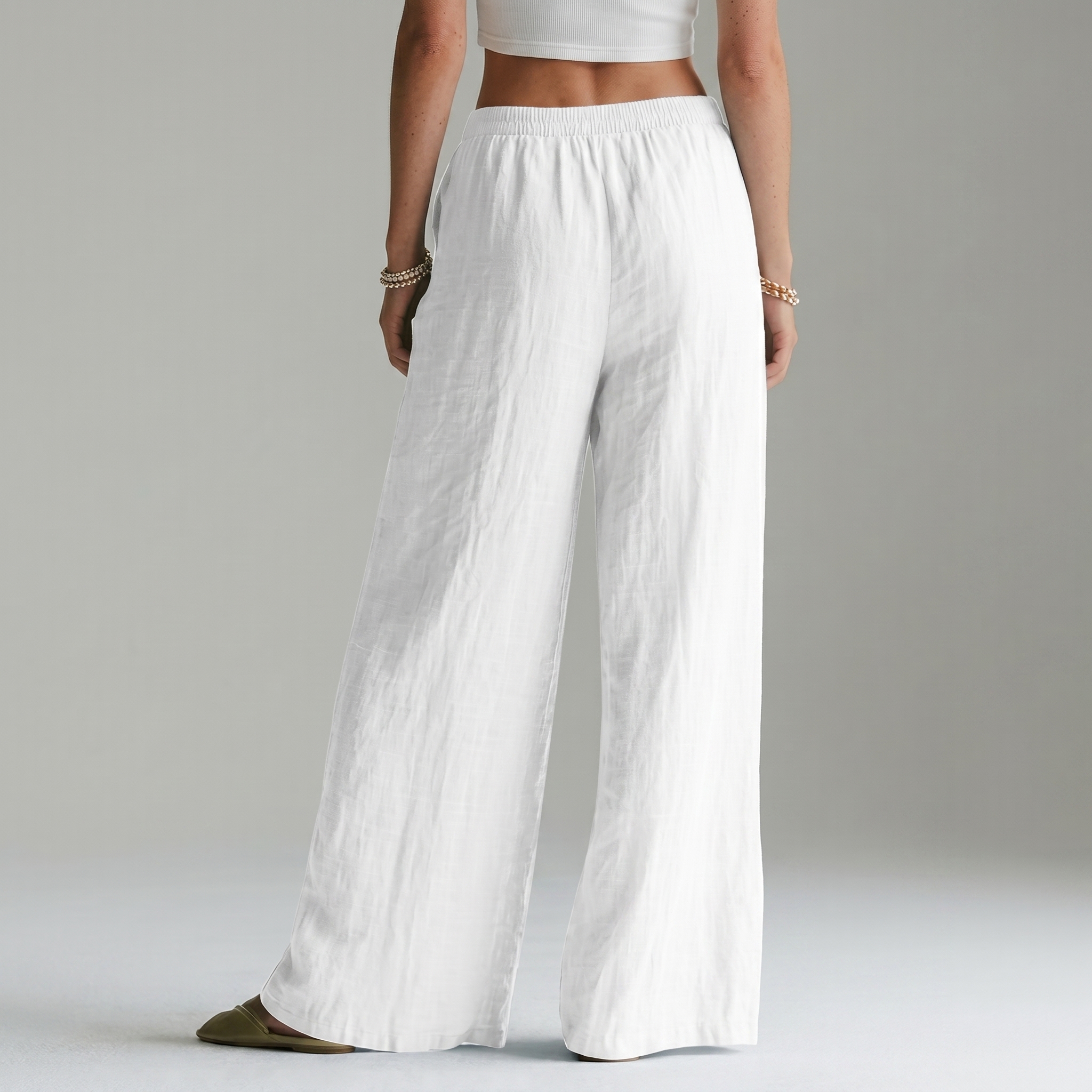 Summer Flowy Palazzo Beach Pants With Pockets For Women