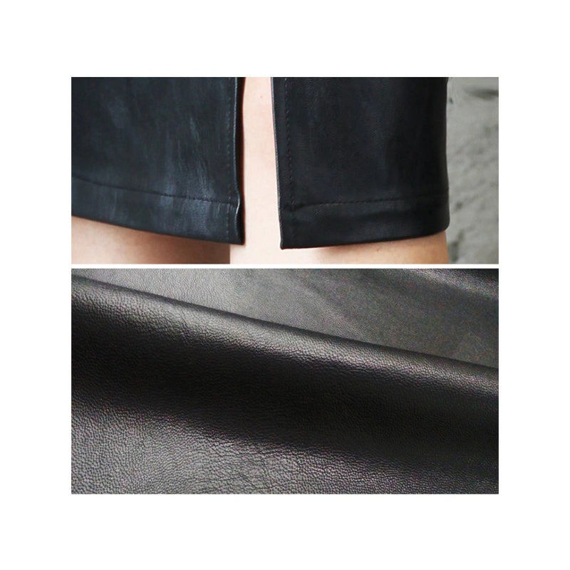Black PU Leather Skirt For Women-Legletic