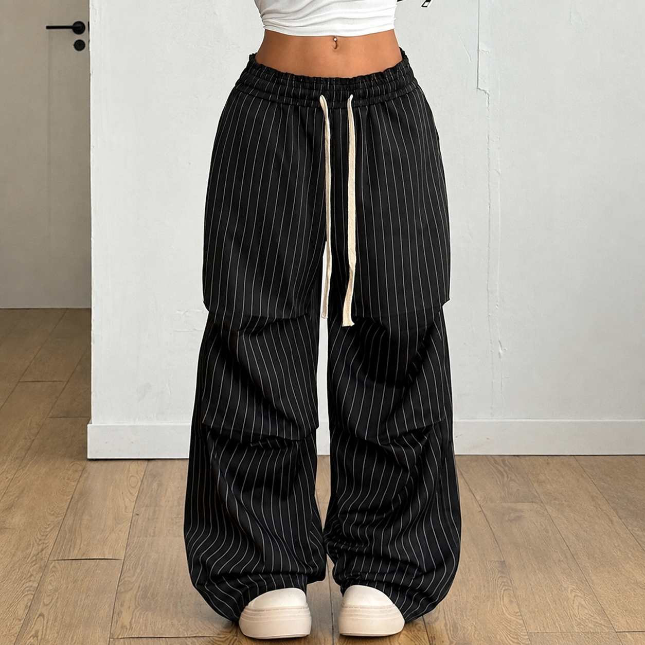 Casual Athletic Streetwear Vintage Wide Straight Sweatpants For Women