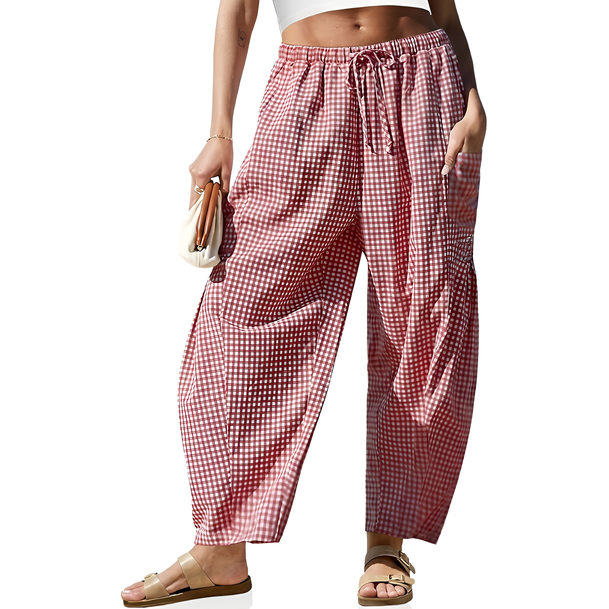 Striped Palazzo Lounge Pants With Drawstring For Women