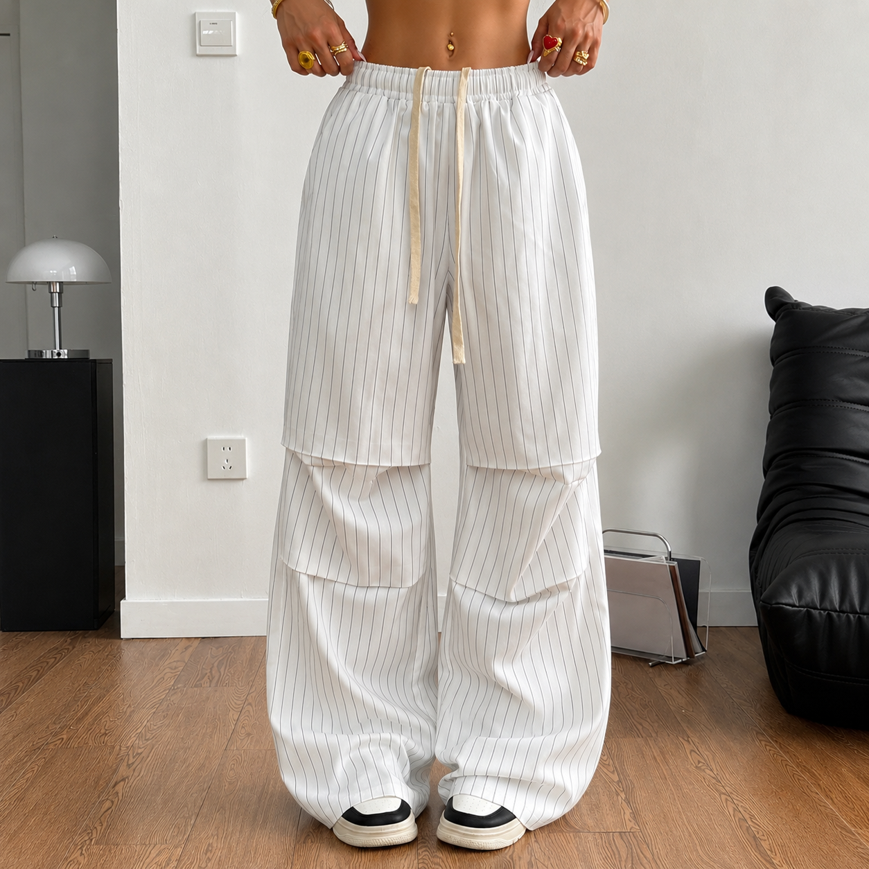 Casual Athletic Streetwear Vintage Wide Straight Sweatpants For Women