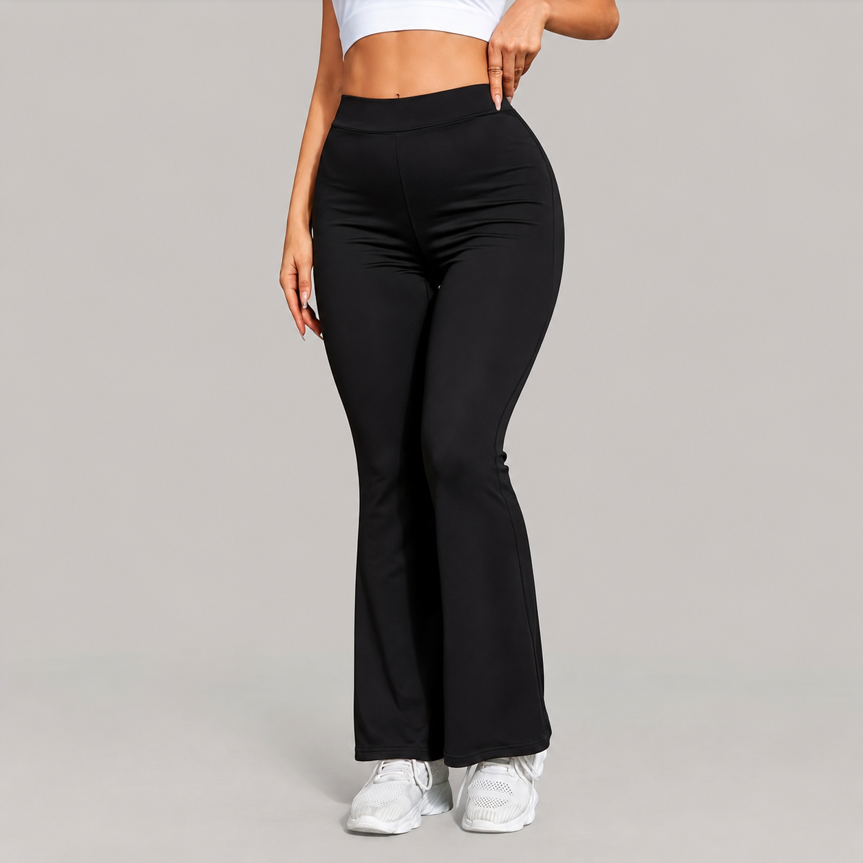 High Rise Flare Soft Stretch Casual Trouser Pants For Women