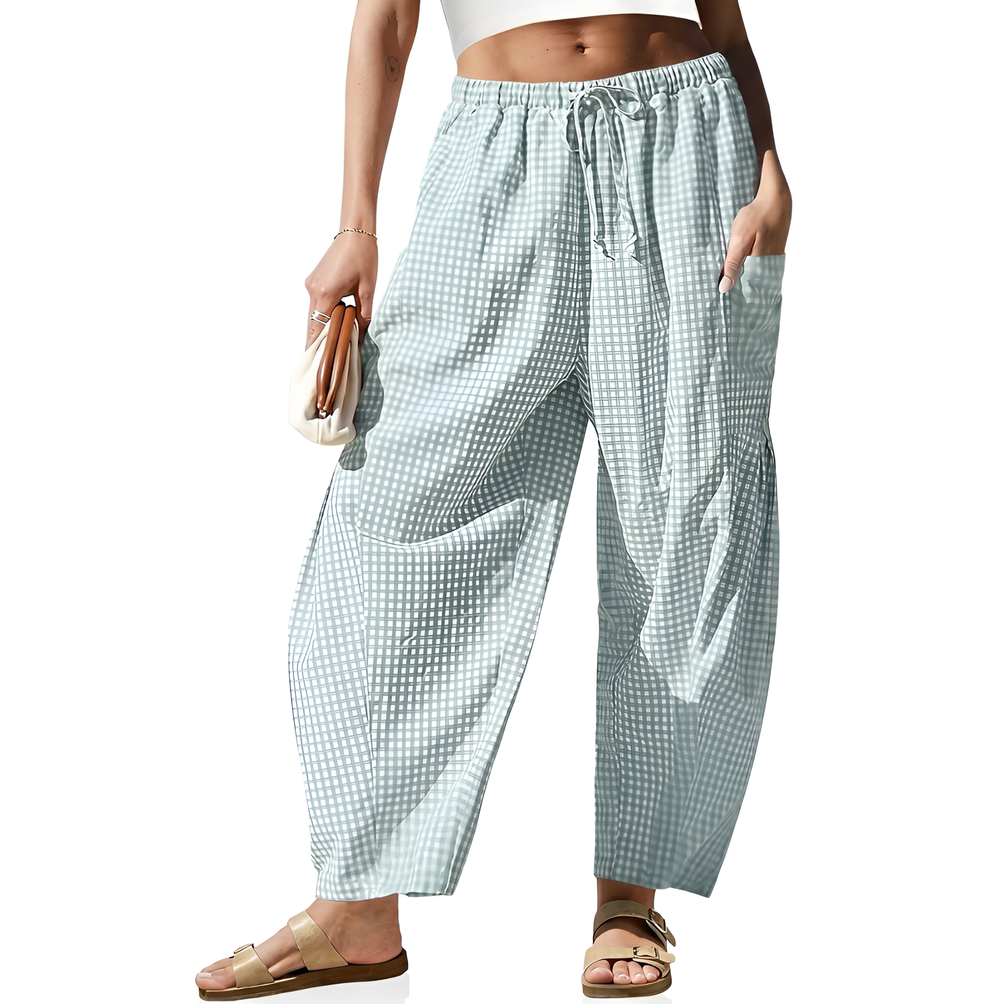 Striped Palazzo Lounge Pants With Drawstring For Women