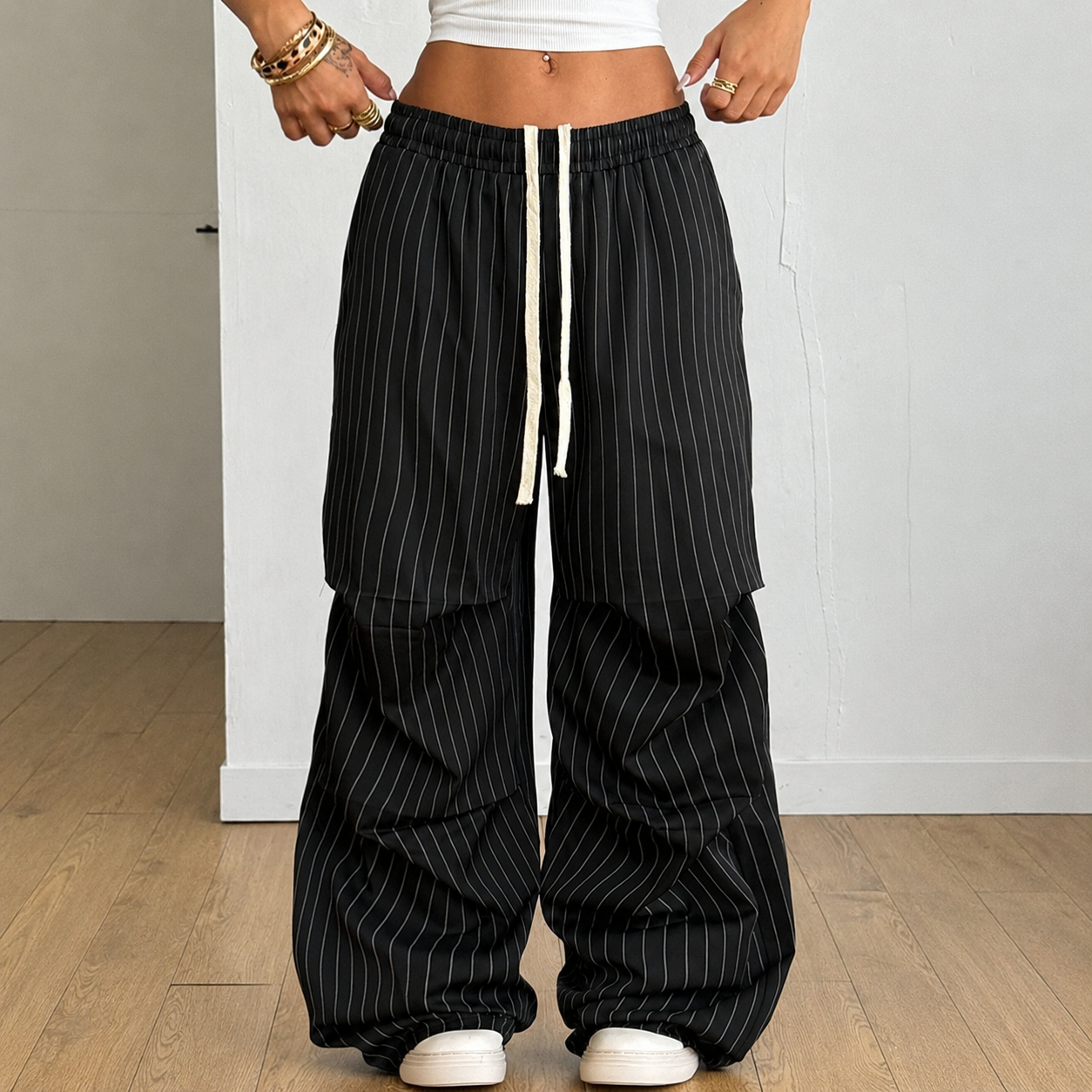 Casual Athletic Streetwear Vintage Wide Straight Sweatpants For Women