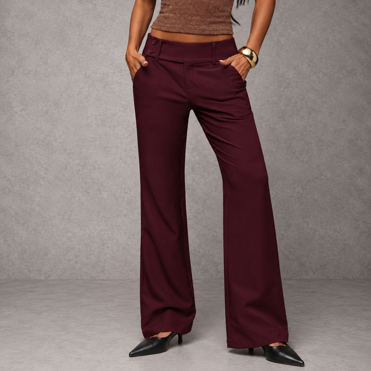 Casual Solid Low Rise Pants For Women