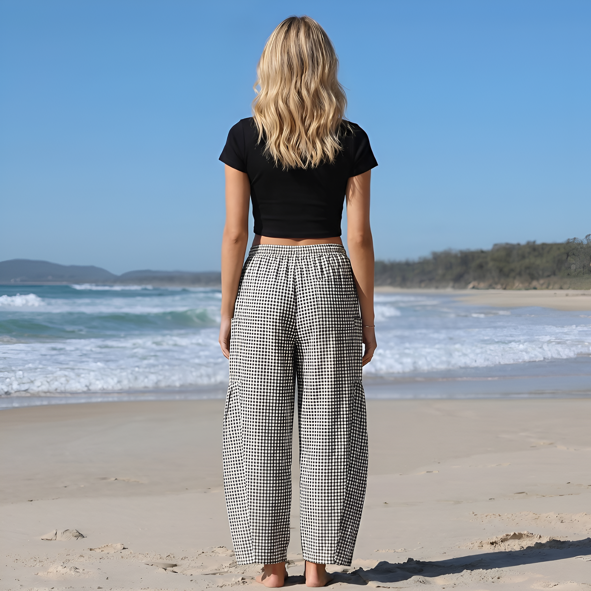 Striped Palazzo Lounge Pants With Drawstring For Women