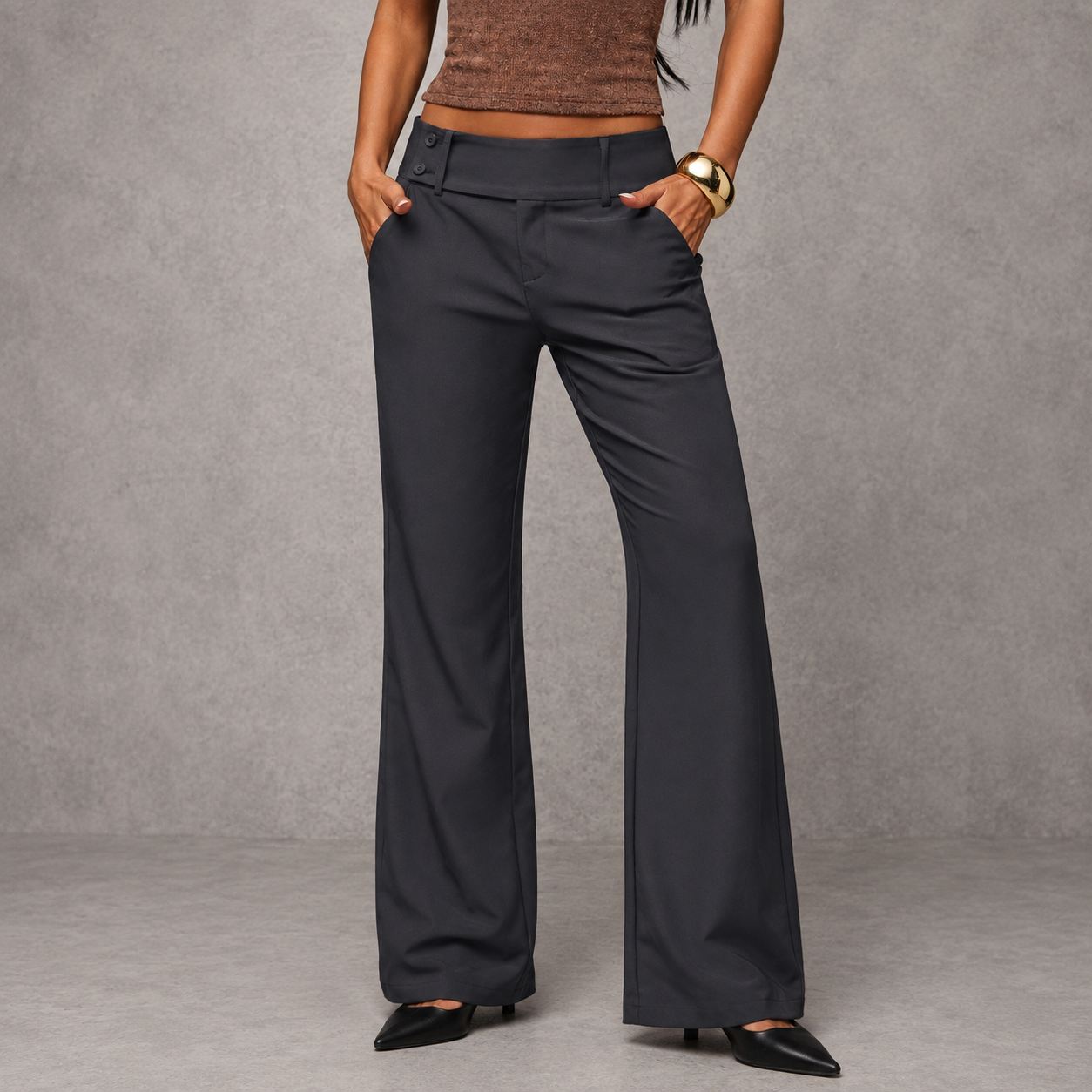 Casual Solid Low Rise Pants For Women