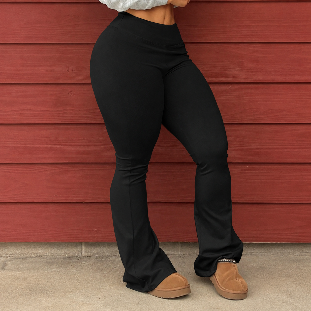 Casual High Rise Flared Pants With Stretch Fit For Women