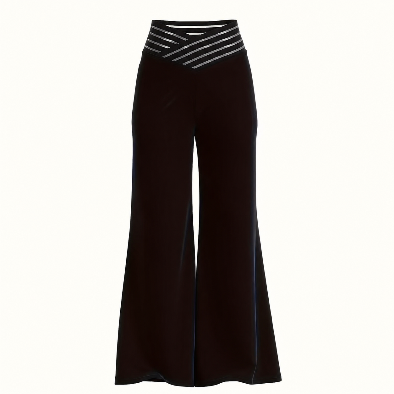 High Rise Cross Over Patch Wide Solid Pants For Women