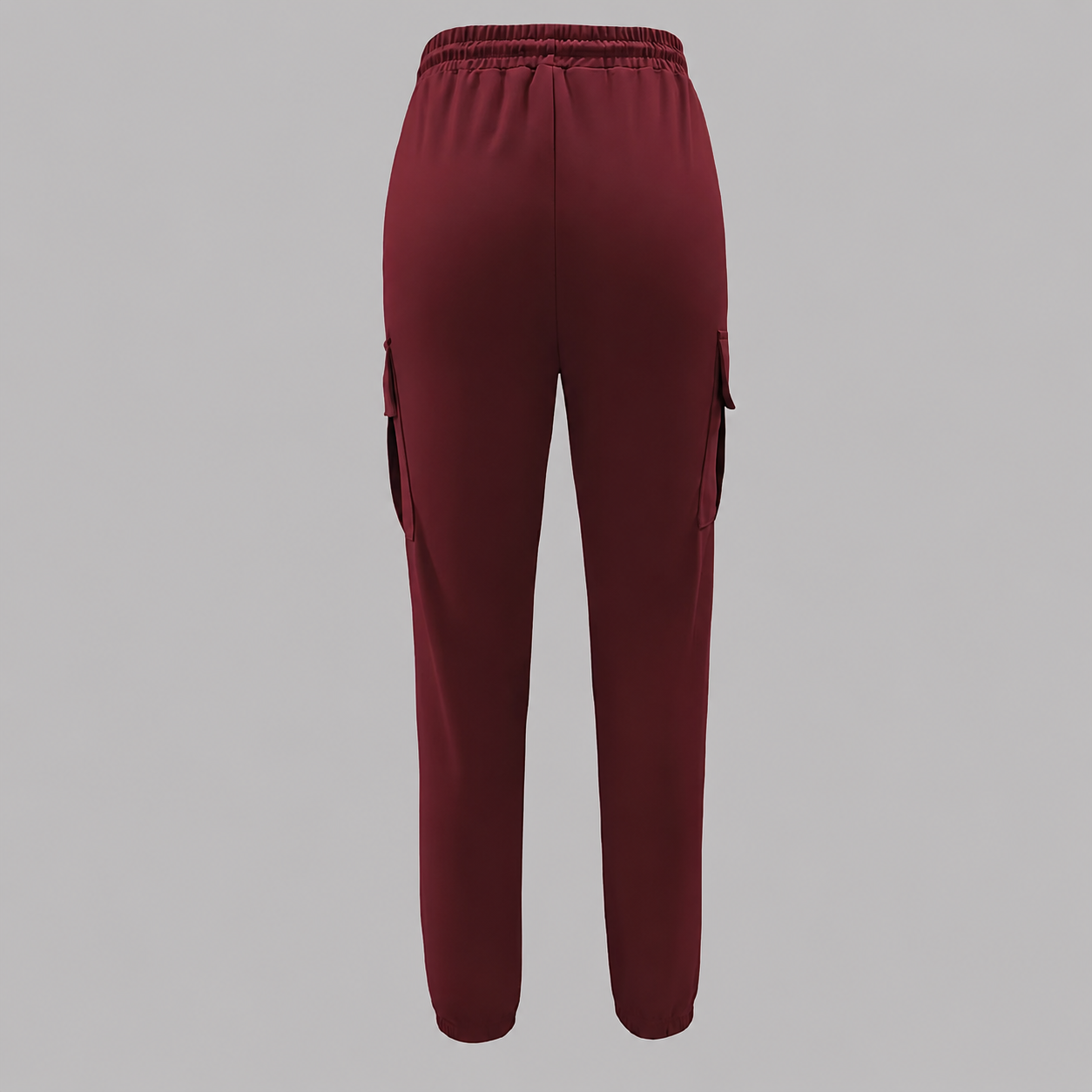 Regular Fit Drawstring Cargo Trouser Pants With Pockets For Women
