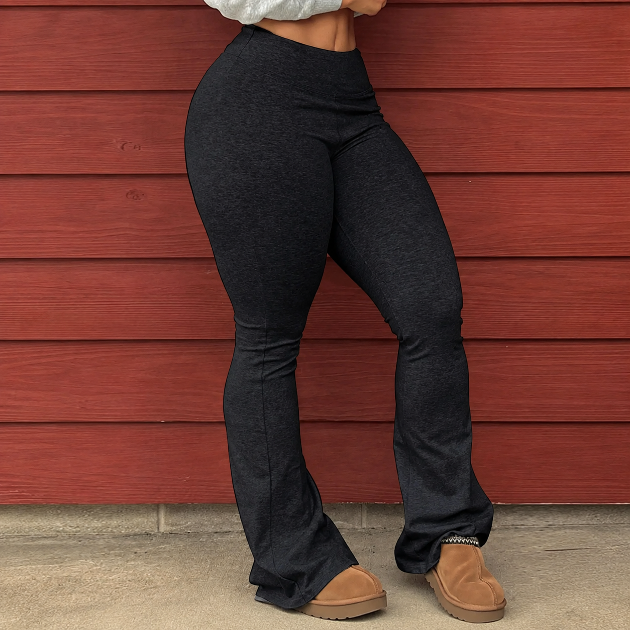 Casual High Rise Flared Pants With Stretch Fit For Women
