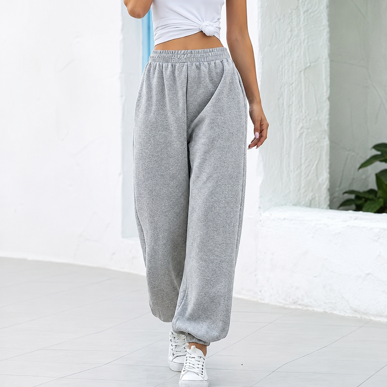 High Rise Wide Casual Cropped Pants With Pockets For Women