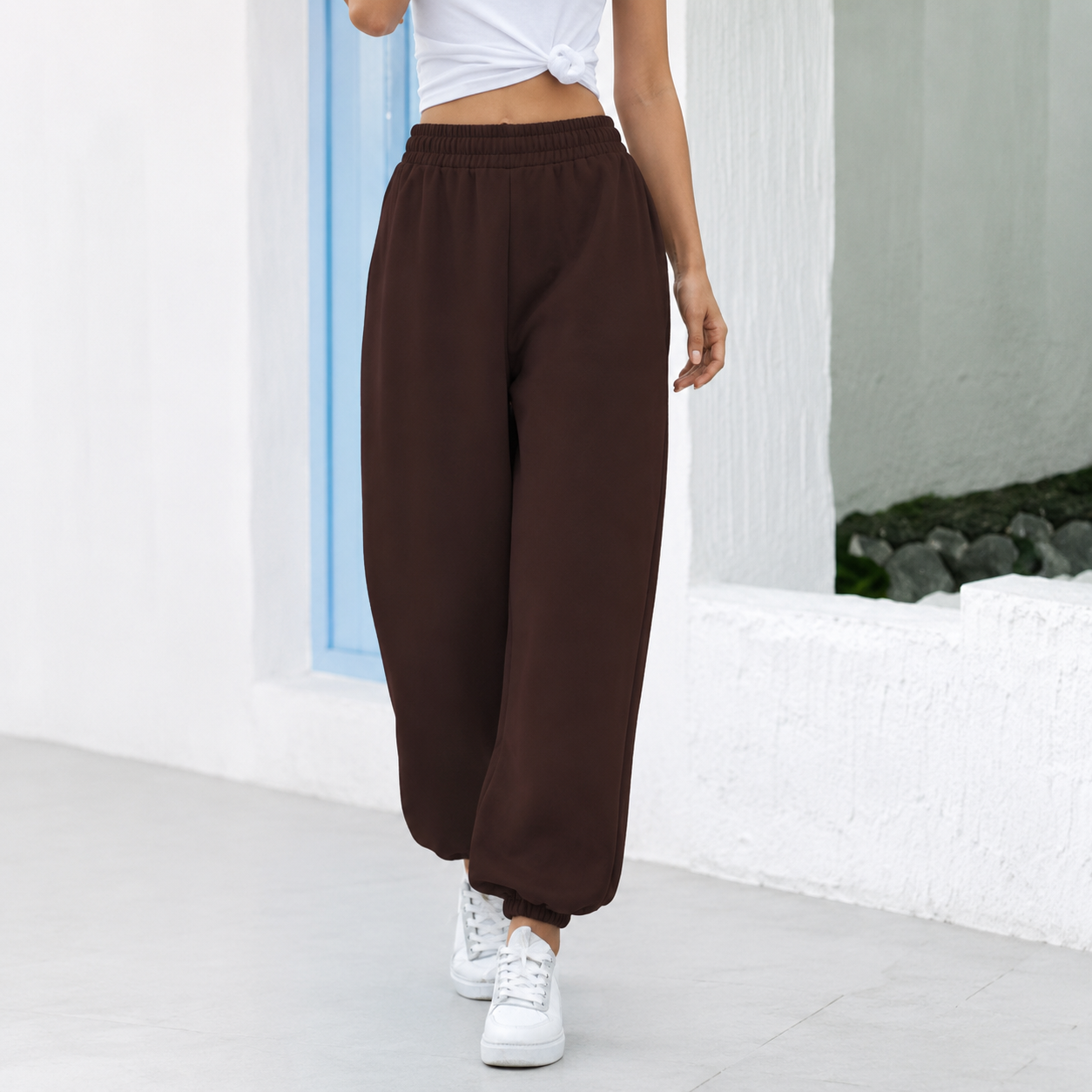 High Rise Wide Casual Cropped Pants With Pockets For Women