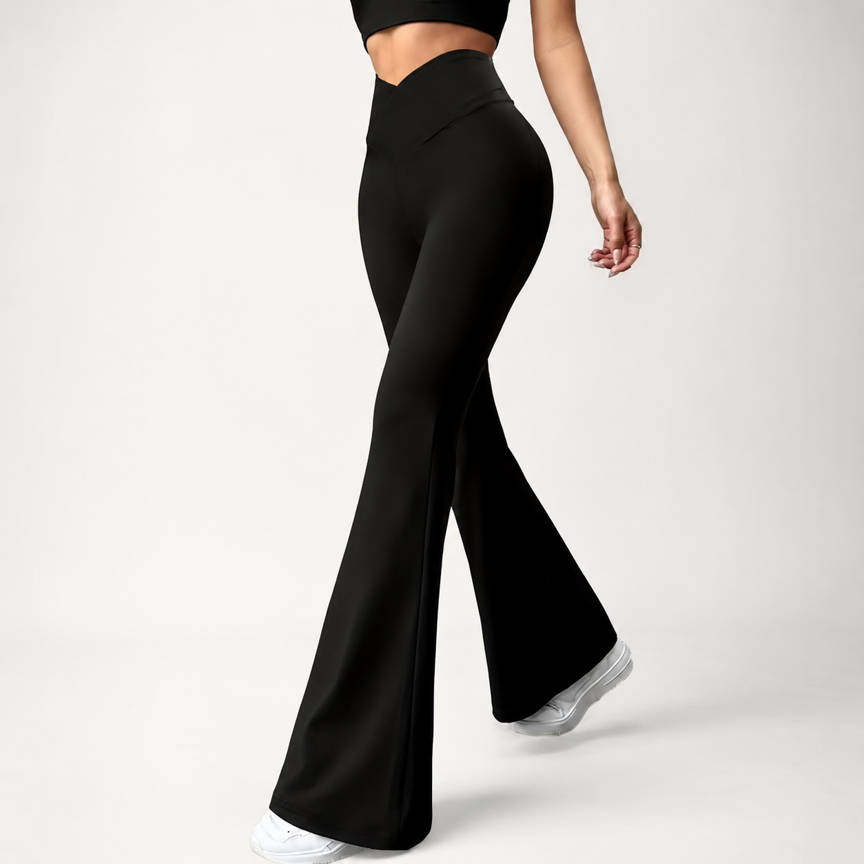 High Rise Flare Pants With Stretch Fit For Women Everyday Comfort