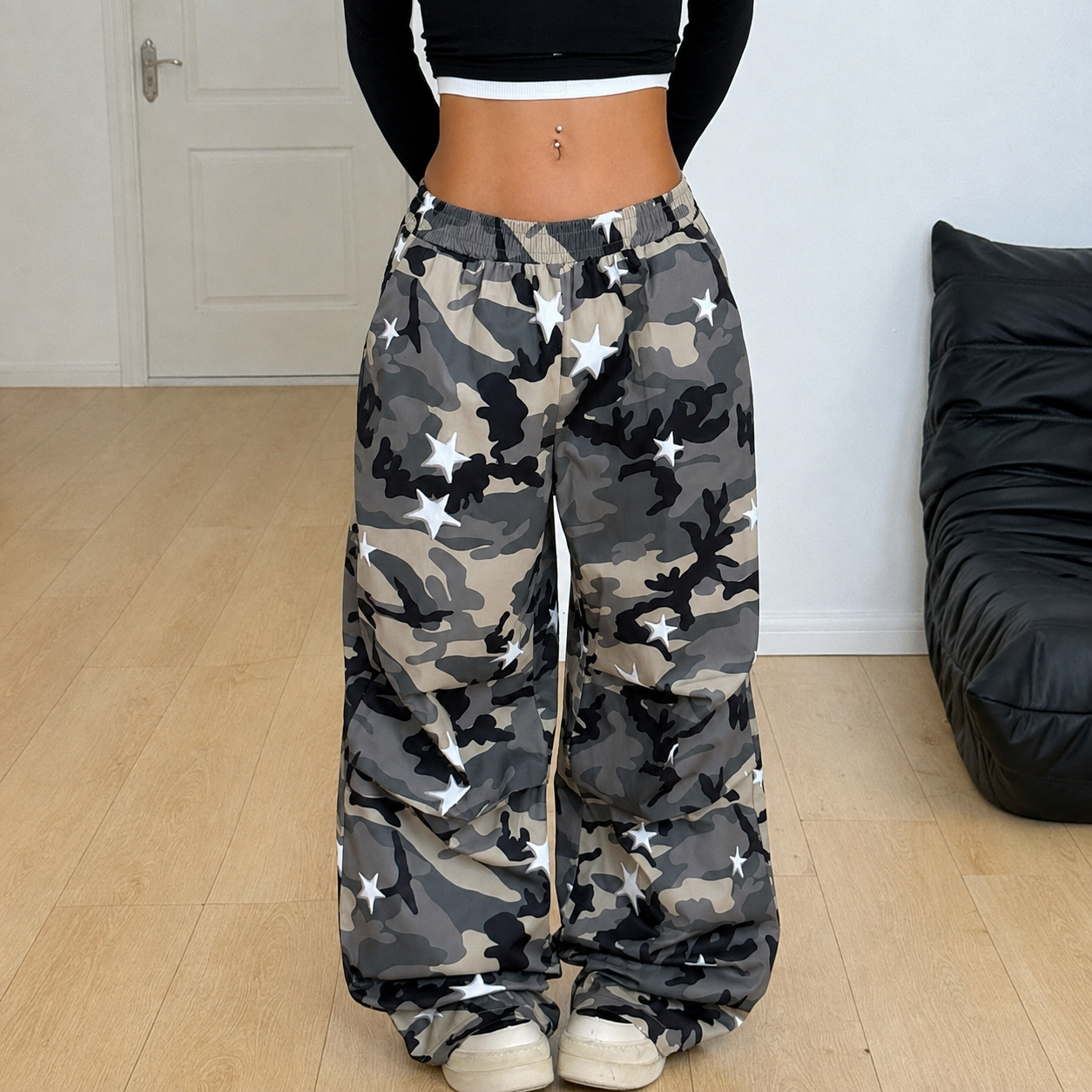 Casual Athletic Streetwear Vintage Wide Straight Sweatpants For Women