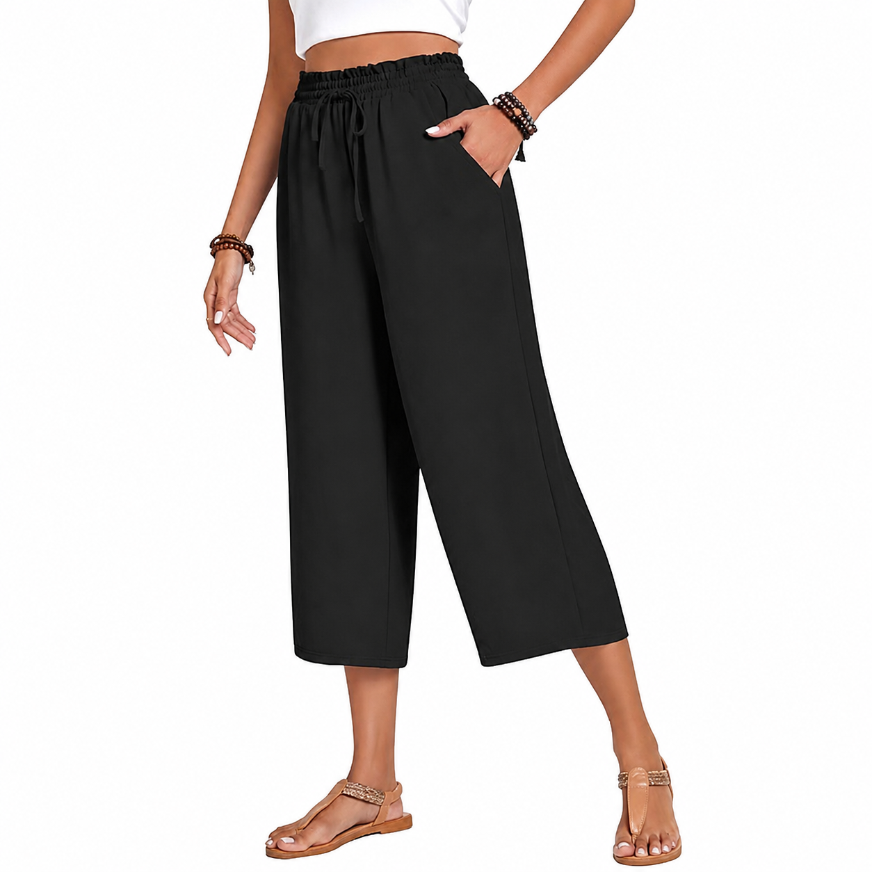 Casual Lounge Wide Loose Pants With Drawstring For Women