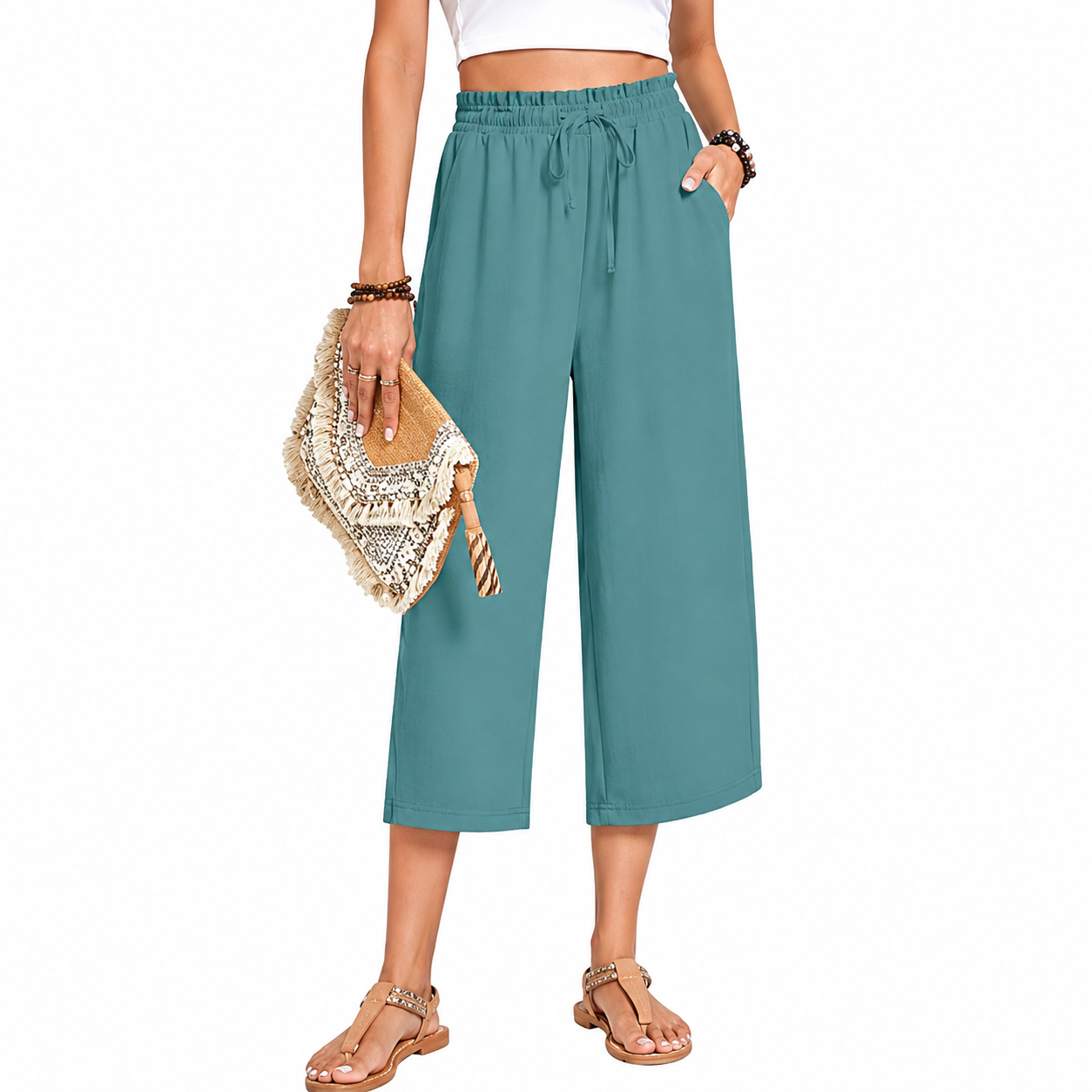 Casual Lounge Wide Loose Pants With Drawstring For Women