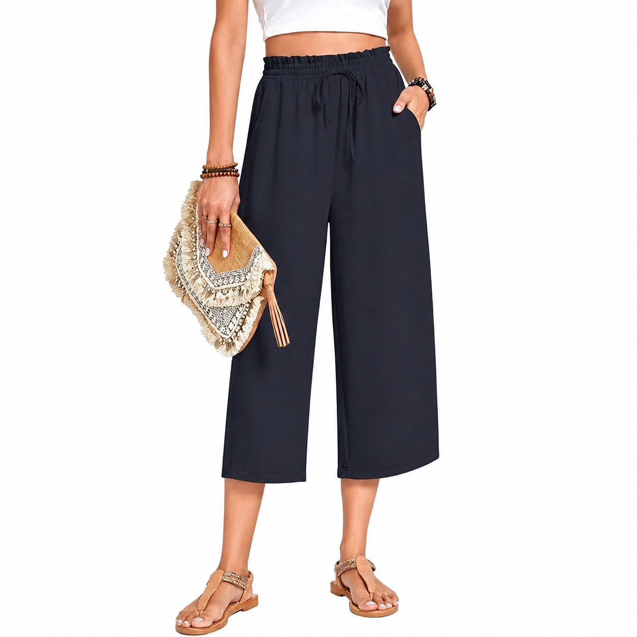 Casual Lounge Wide Loose Pants With Drawstring For Women