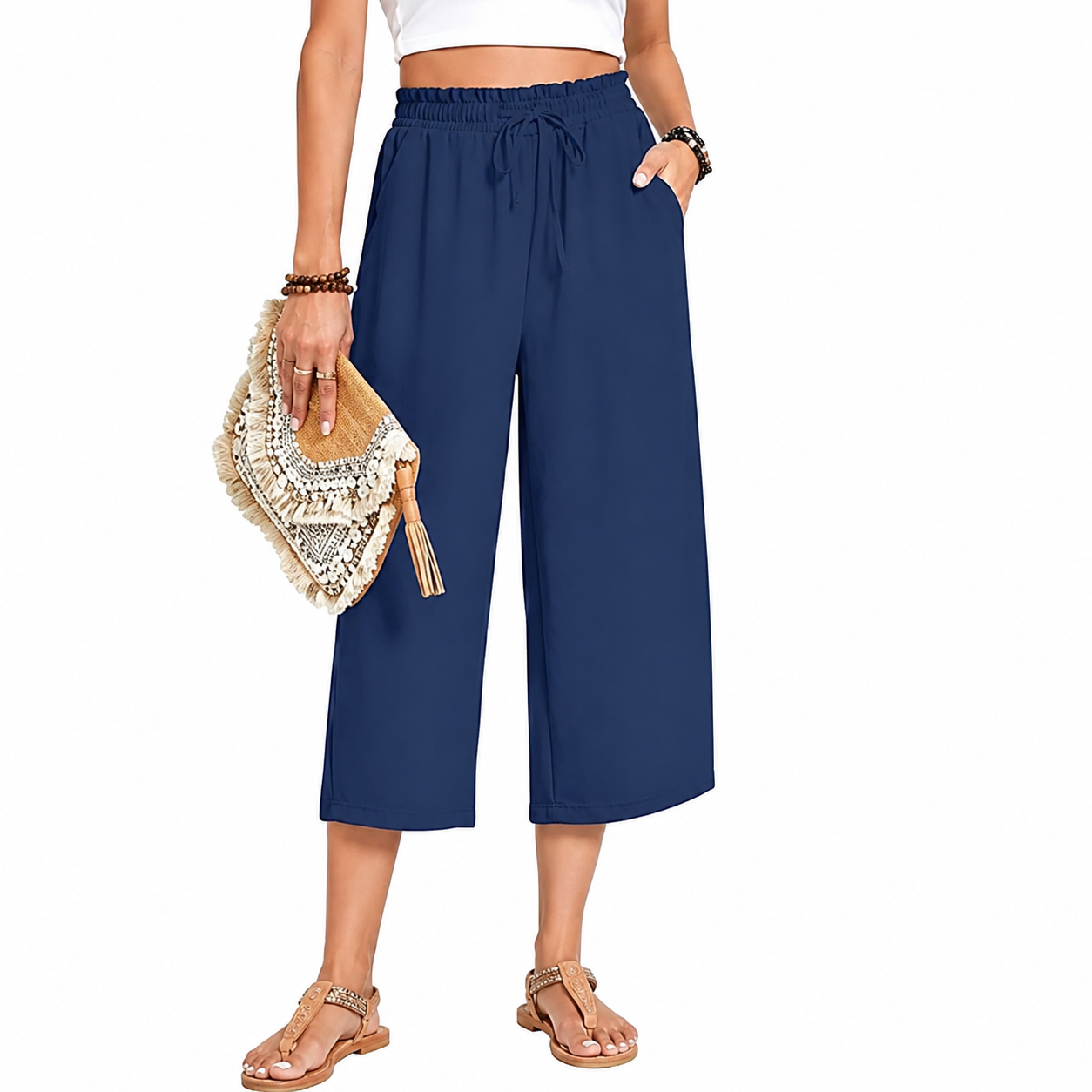 Casual Lounge Wide Loose Pants With Drawstring For Women