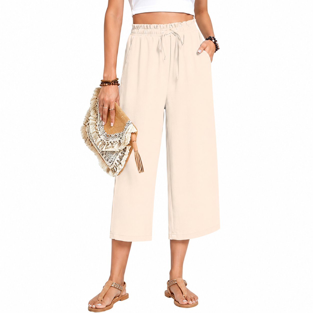 Casual Lounge Wide Loose Pants With Drawstring For Women