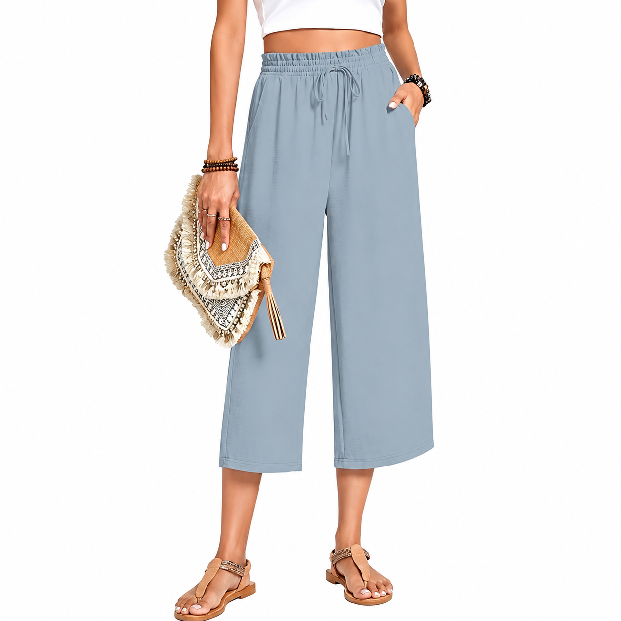Casual Lounge Wide Loose Pants With Drawstring For Women