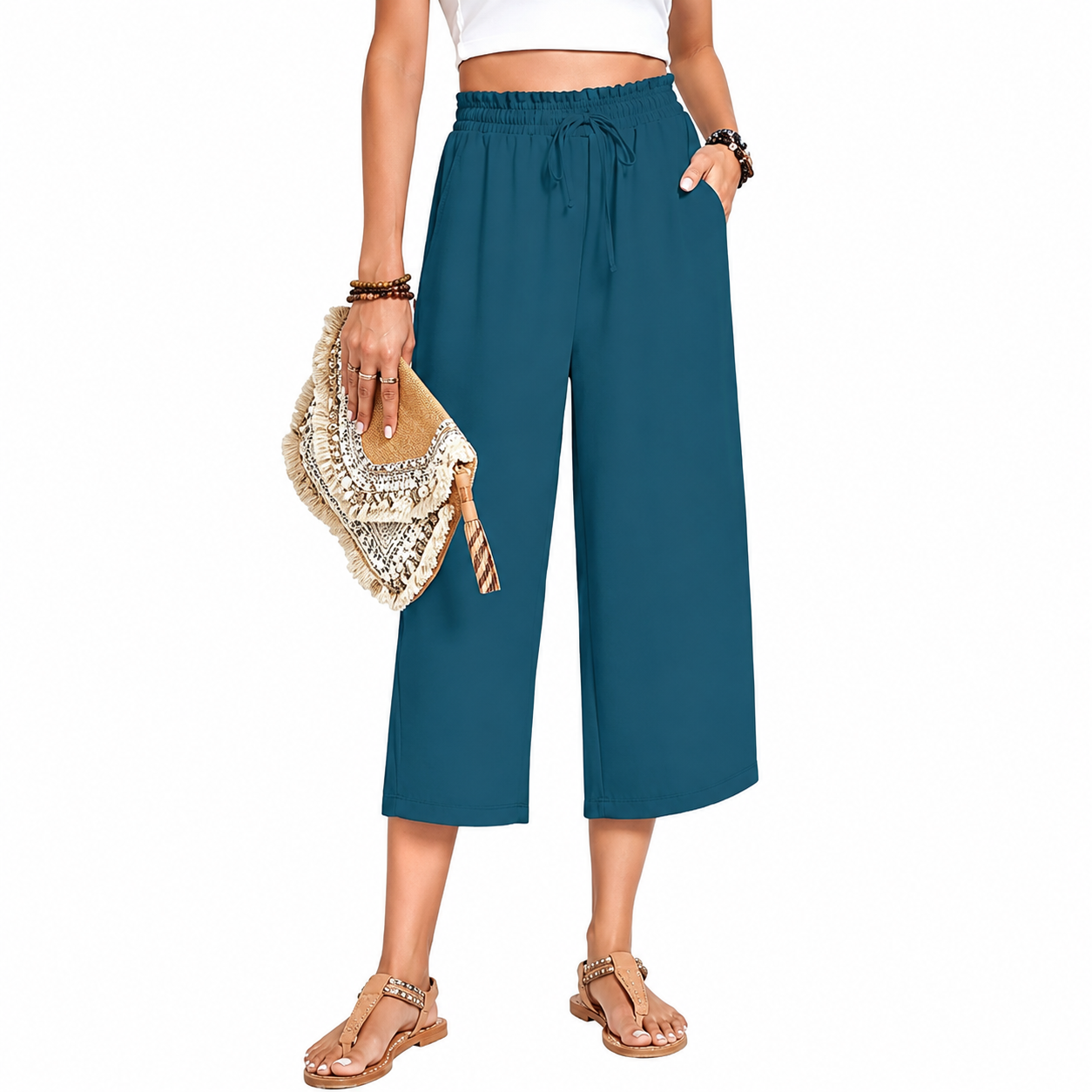 Casual Lounge Wide Loose Pants With Drawstring For Women