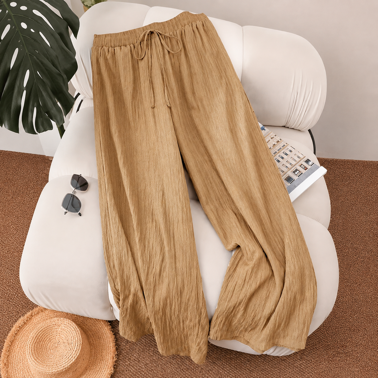 Plus Size Loose Fit Pull On Casual Lounge Pants For Women