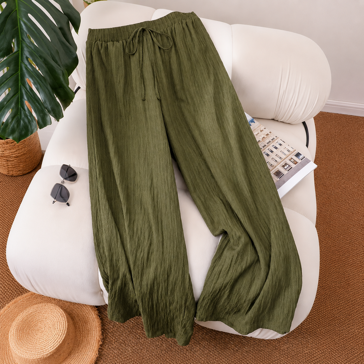 Plus Size Loose Fit Pull On Casual Lounge Pants For Women