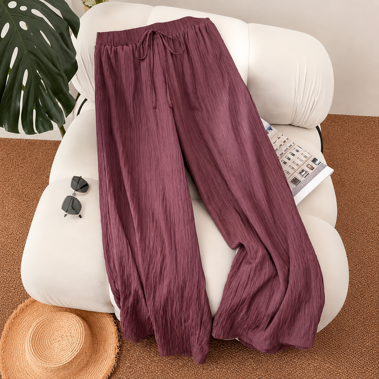 Plus Size Loose Fit Pull On Casual Lounge Pants For Women