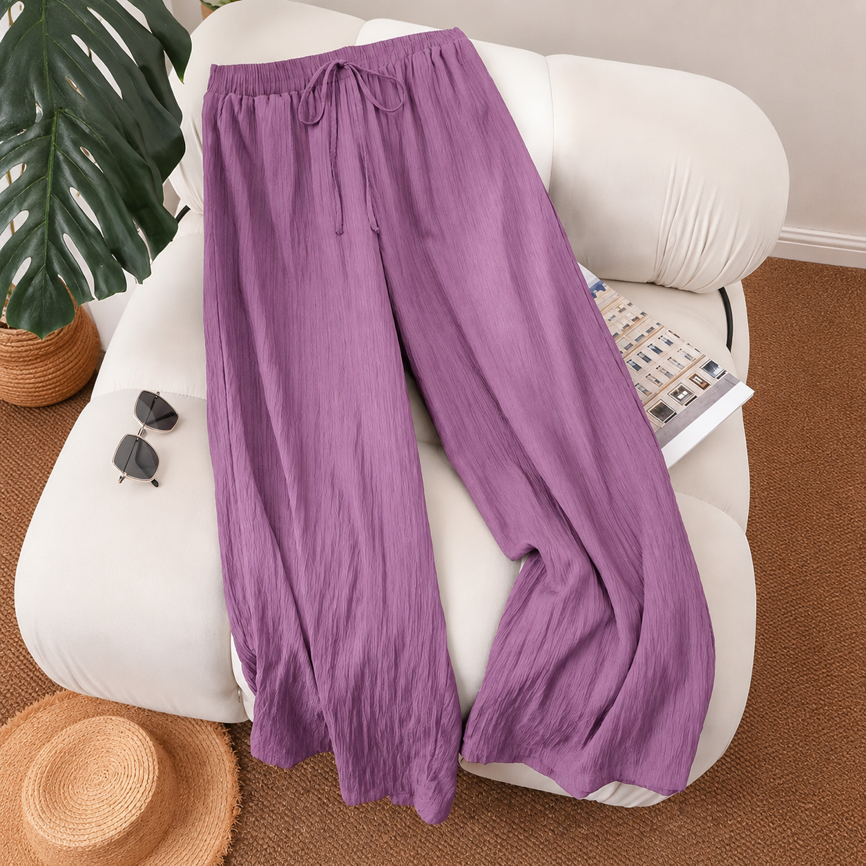 Plus Size Loose Fit Pull On Casual Lounge Pants For Women