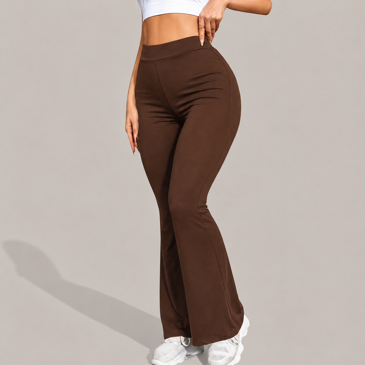 High Rise Flare Soft Stretch Casual Trouser Pants For Women