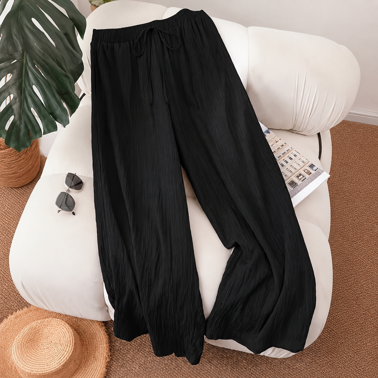 Plus Size Loose Fit Pull On Casual Lounge Pants For Women