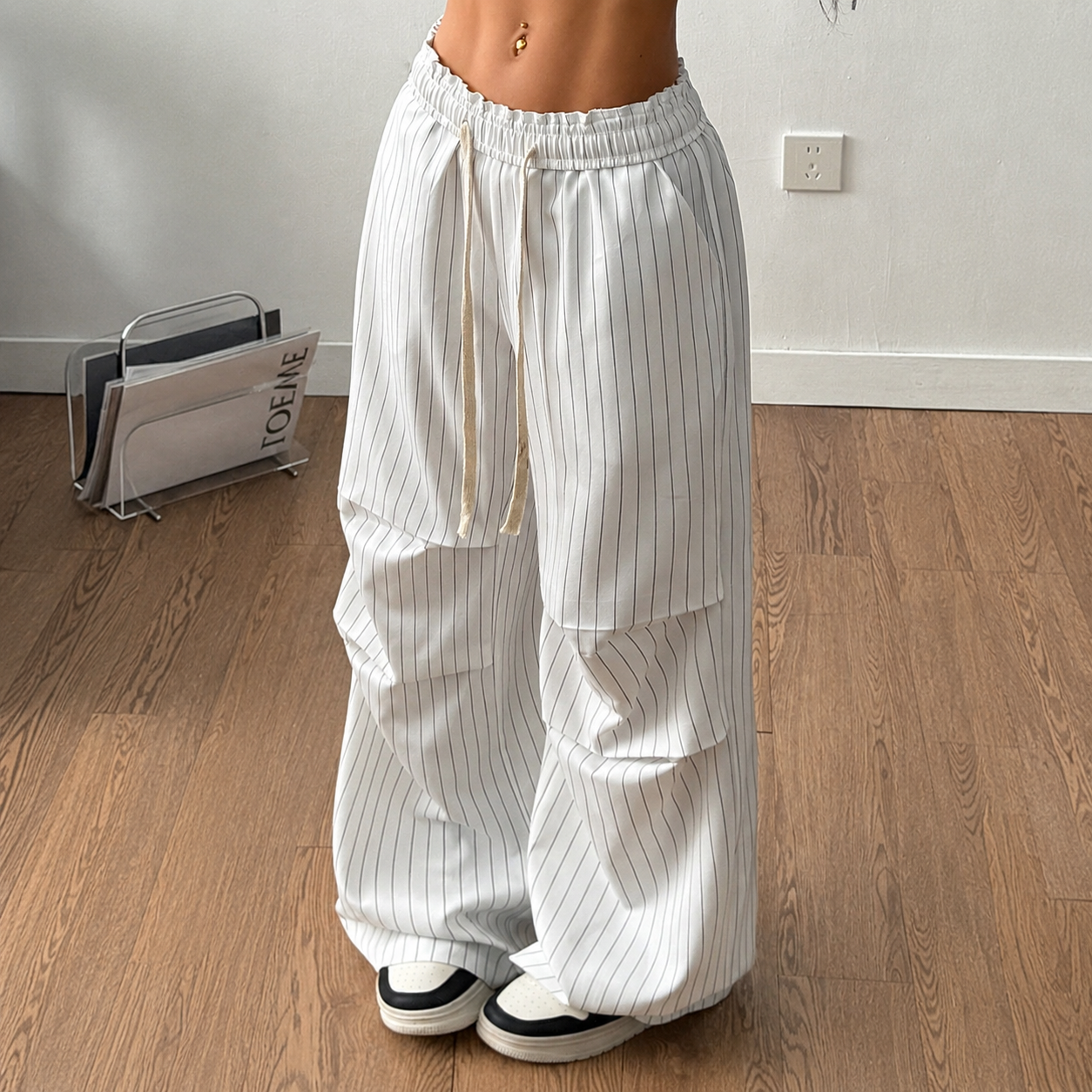 Casual Athletic Streetwear Vintage Wide Straight Sweatpants For Women
