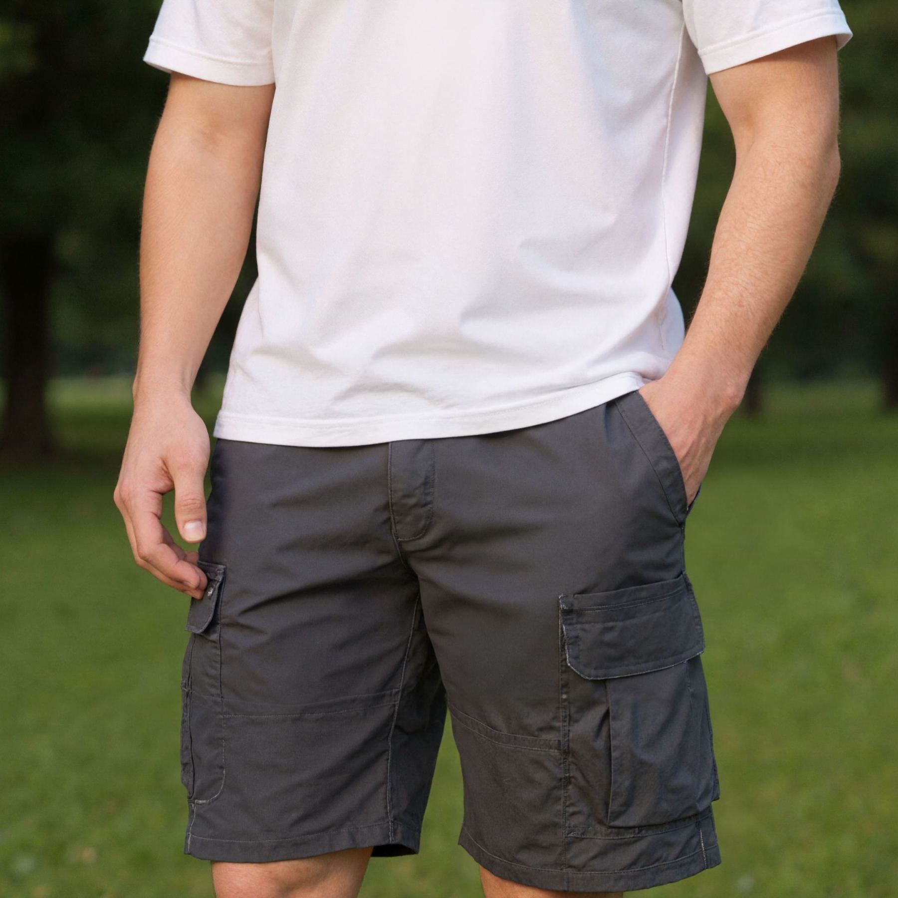 Classic Cargo Stretch Shorts With Multi Pockets For Men