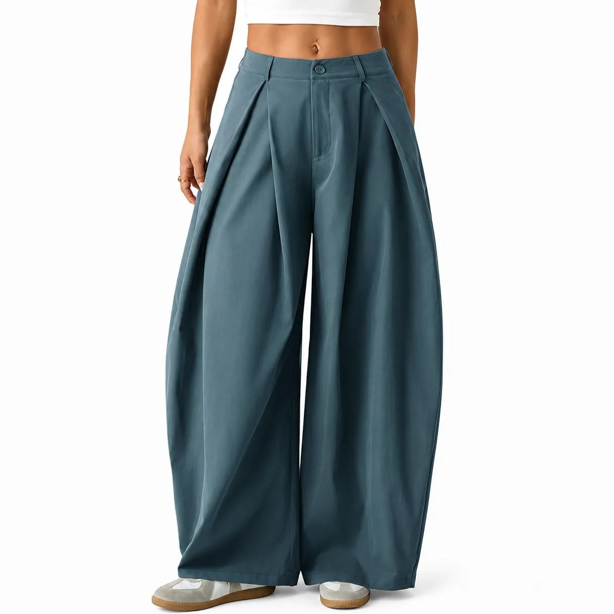 Oversized Pleated Wide Casual Baggy Trousers For Women