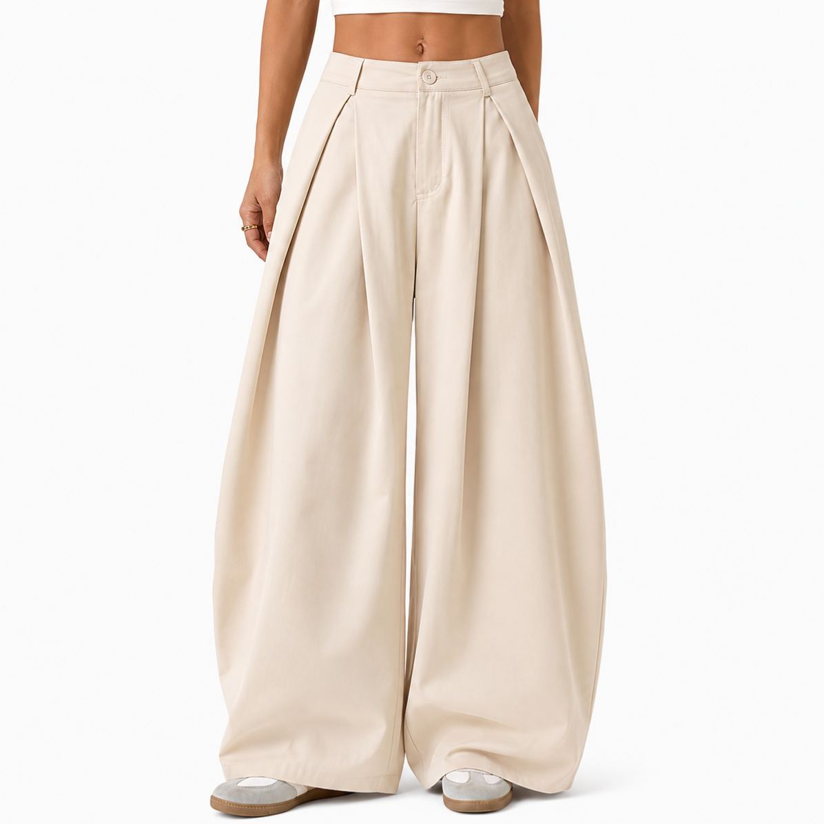 Oversized Pleated Wide Casual Baggy Trousers For Women