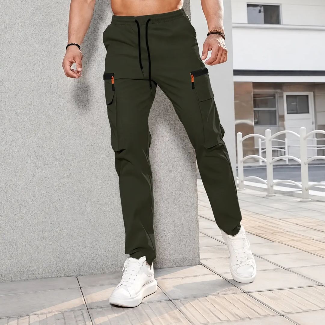 Straight Cut Cargo Pants With Multiple Pockets For Men