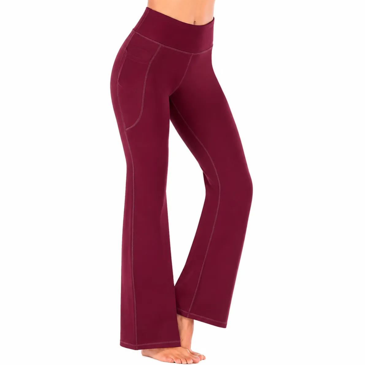 High Rise Bootcut Workout Pants With Pockets For Women