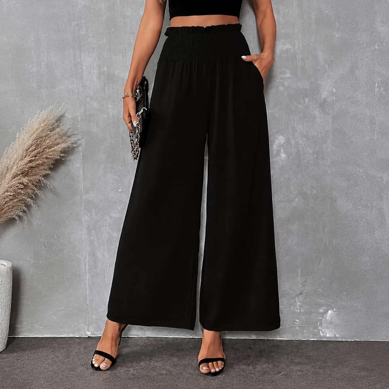 High Rise Solid Pleated Skort For Women