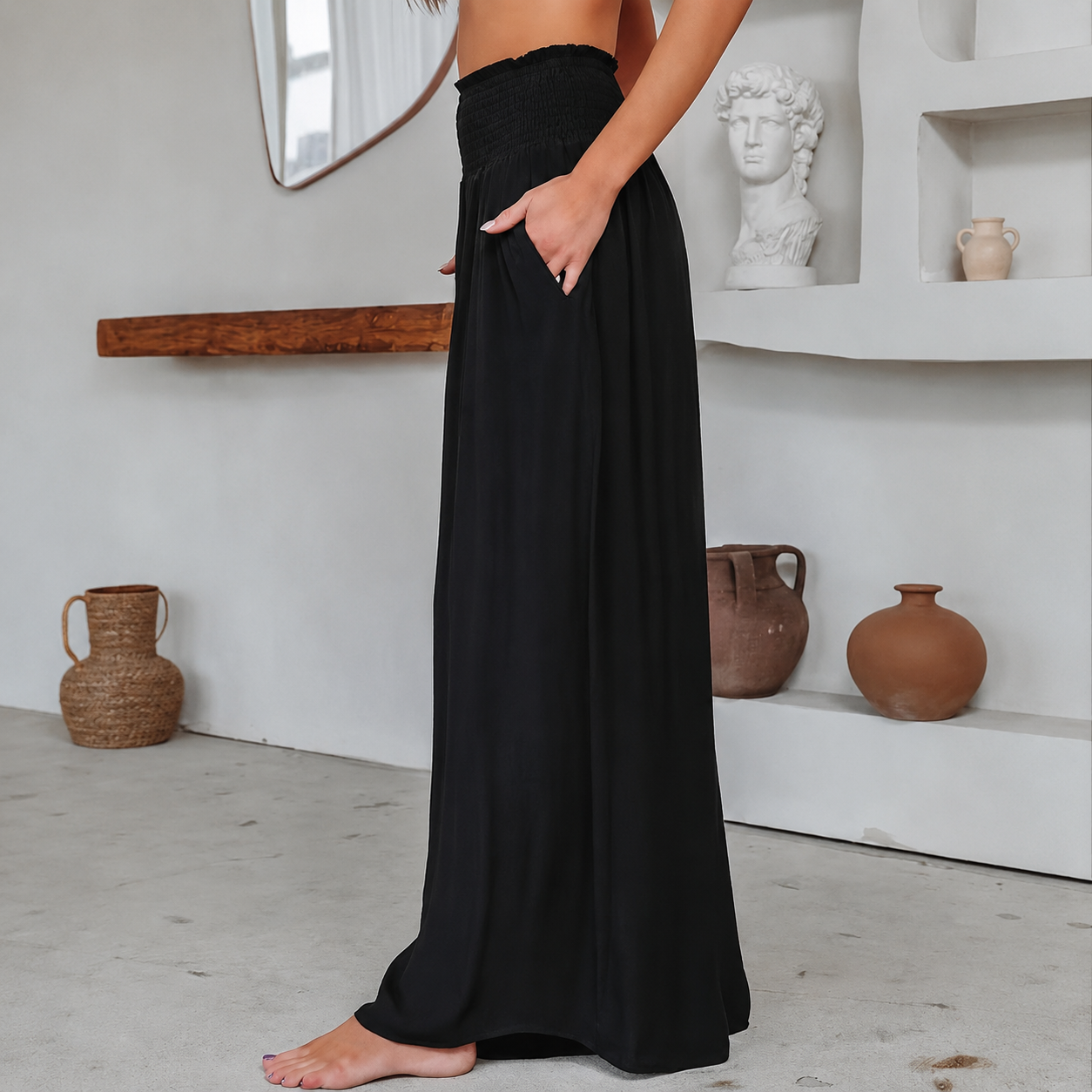 High Rise Solid Pleated Skort For Women