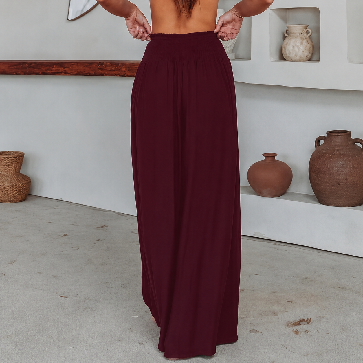 High Rise Solid Pleated Skort For Women