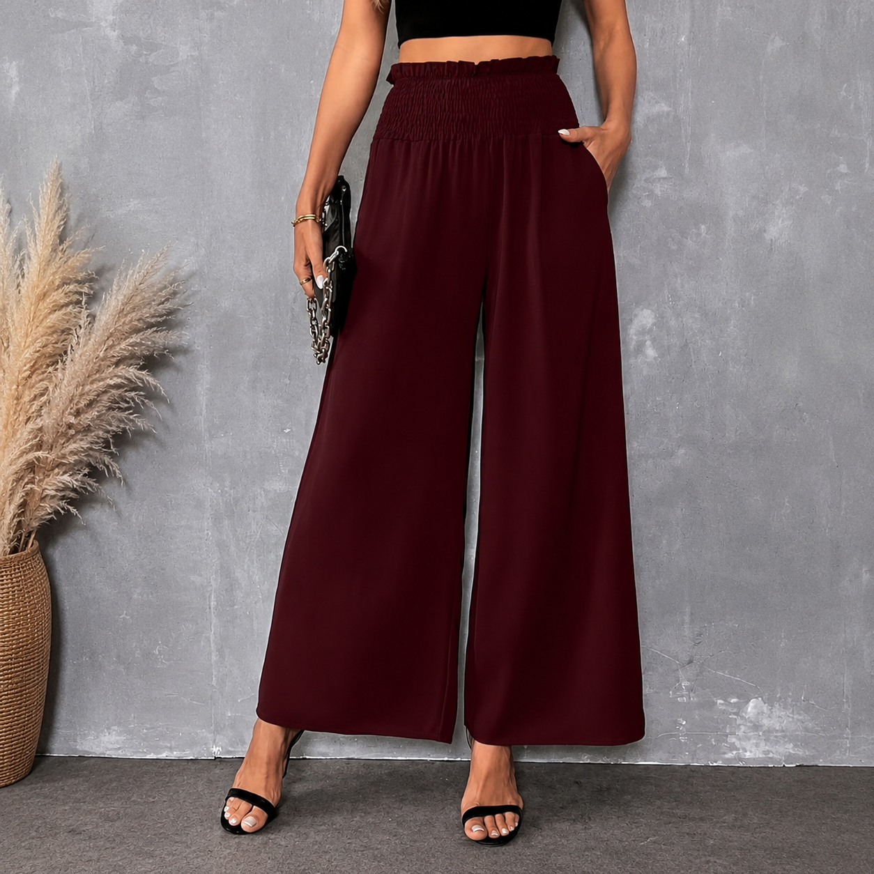High Rise Solid Pleated Skort For Women