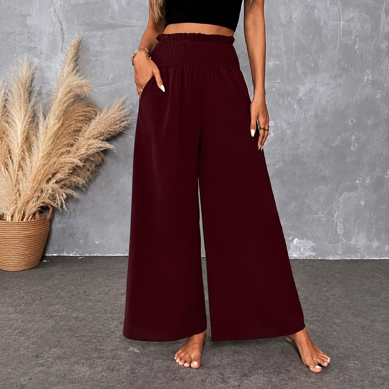 High Rise Solid Pleated Skort For Women
